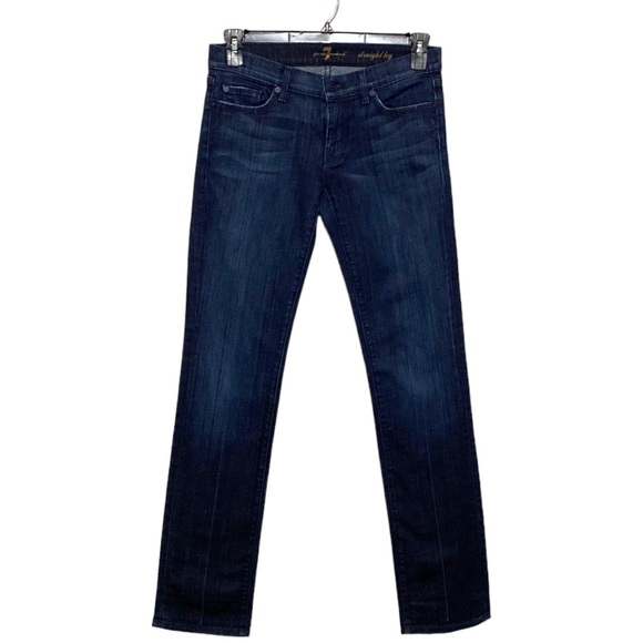 7 For All Mankind Denim - 7 For All Mankind Women's Blue Dark Wash Straight Leg Denim Jeans Size 29